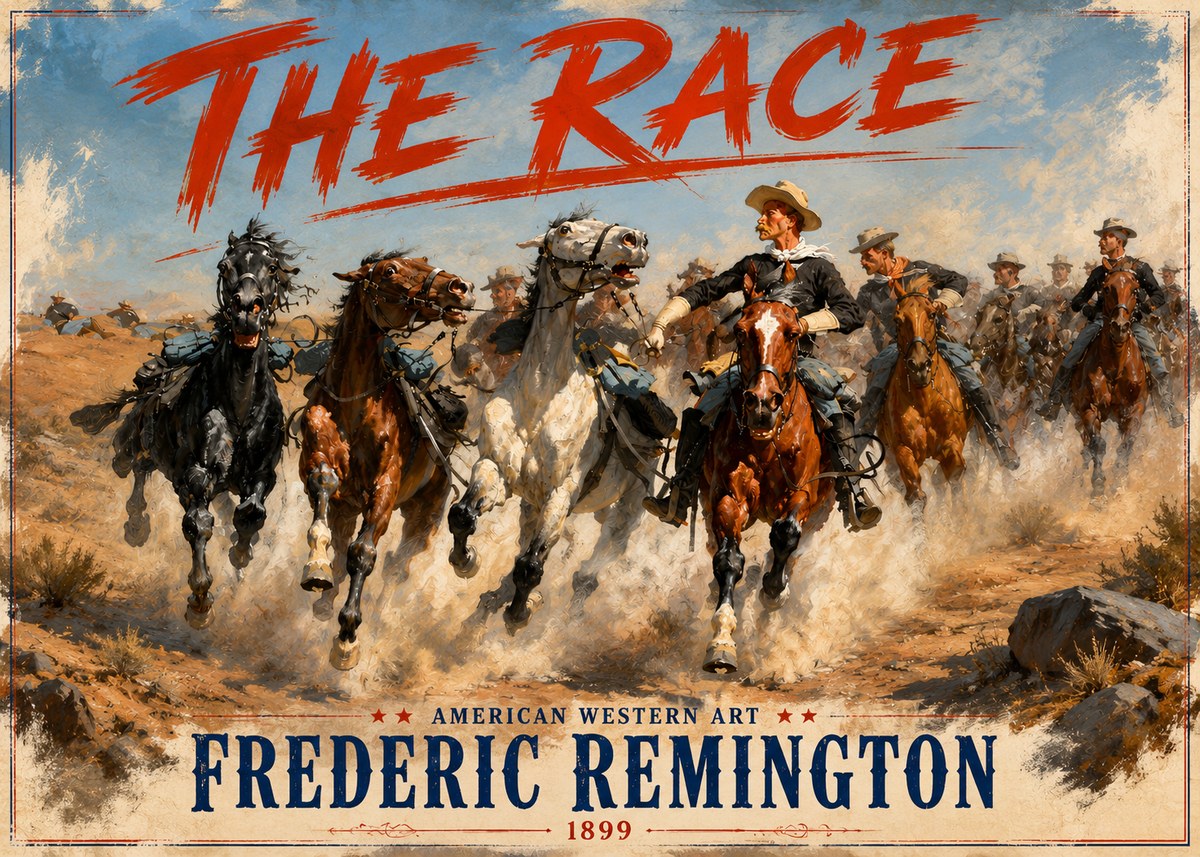 Frederic Remington The Race I No3 - Póster