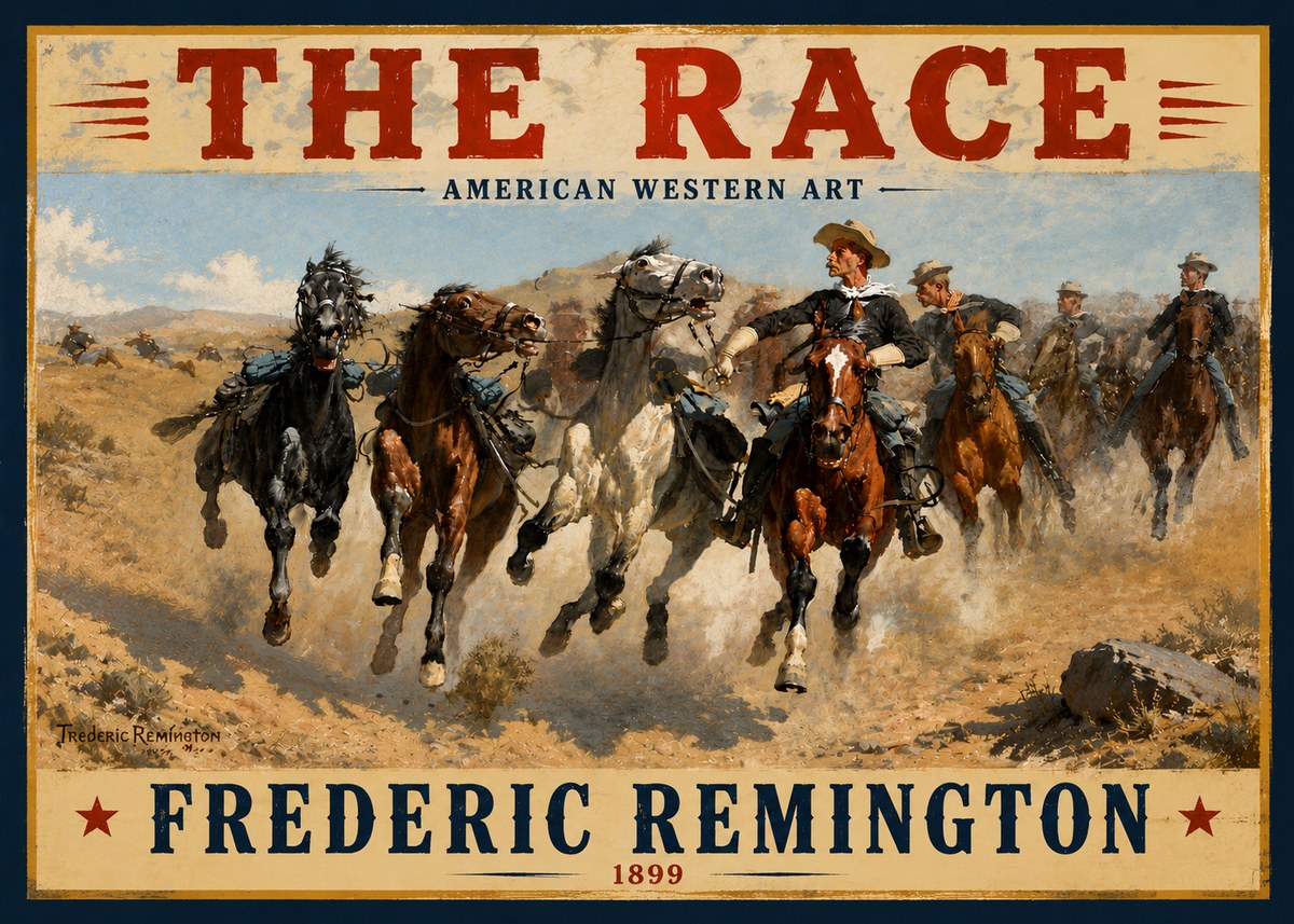 Frederic Remington The Race I No5 - Póster