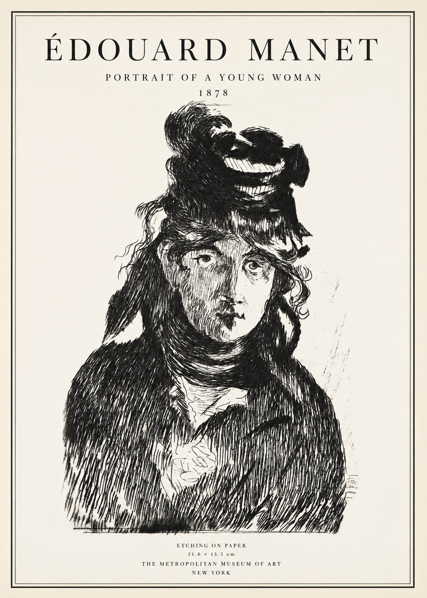 Édouard Manet Portrait of a Young Woman I No1 - Póster