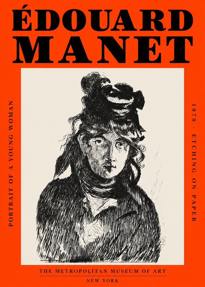 Édouard Manet Portrait of a Young Woman I No2 - Póster