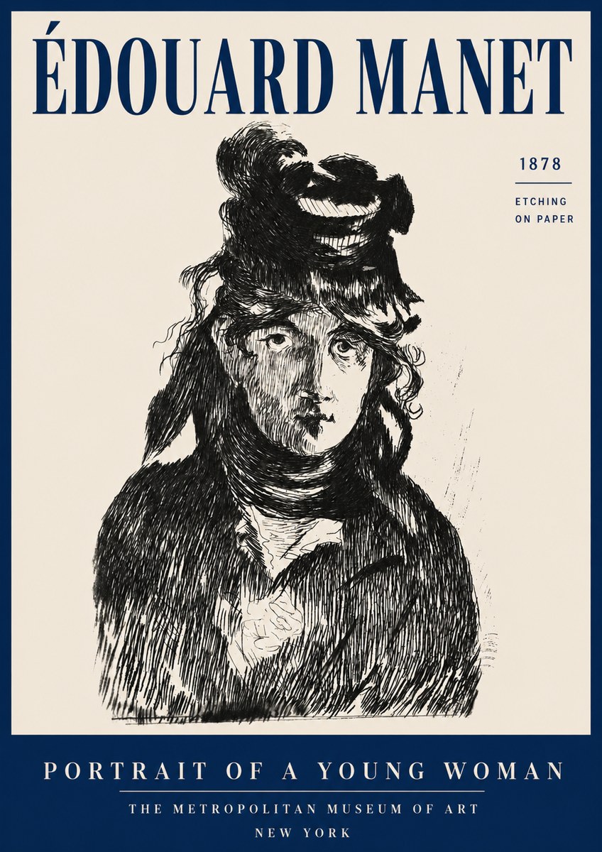 Édouard Manet Portrait of a Young Woman I No4 - Póster
