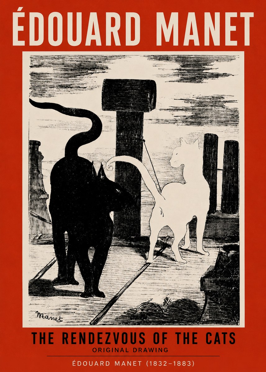 Édouard Manet The Rendezvous of the Cats No2 - Póster