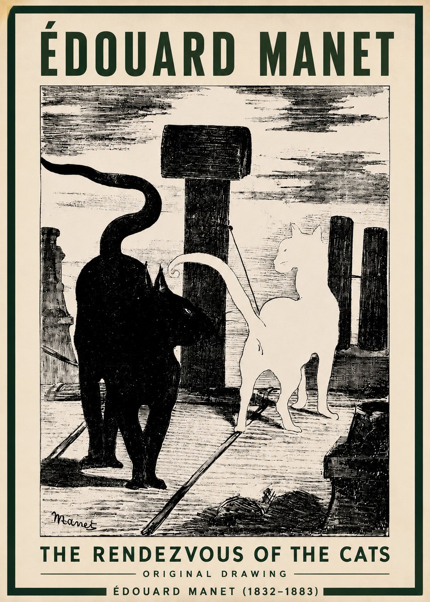Édouard Manet The Rendezvous of the Cats No3 - Póster