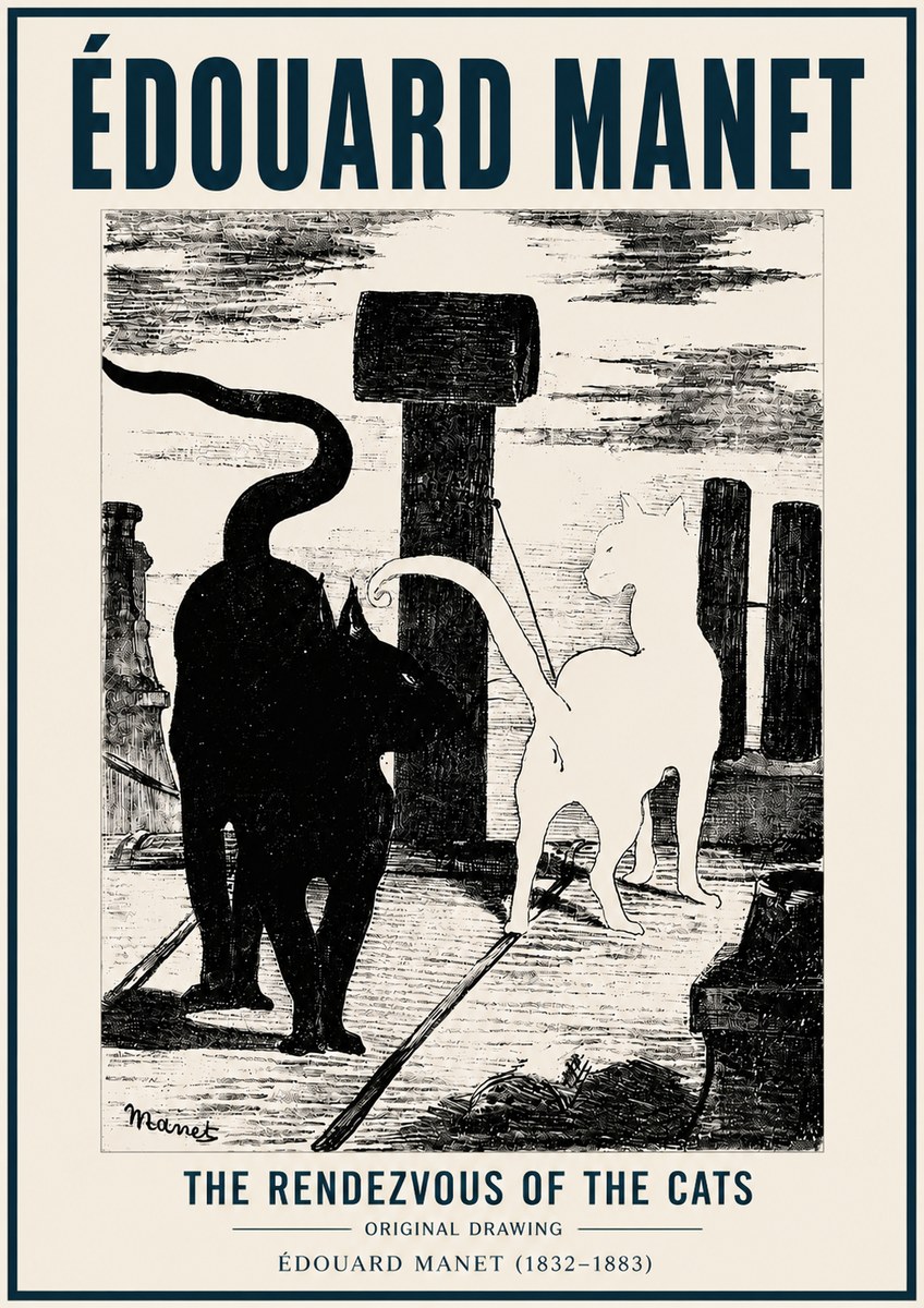 Édouard Manet The Rendezvous of the Cats No6 - Póster