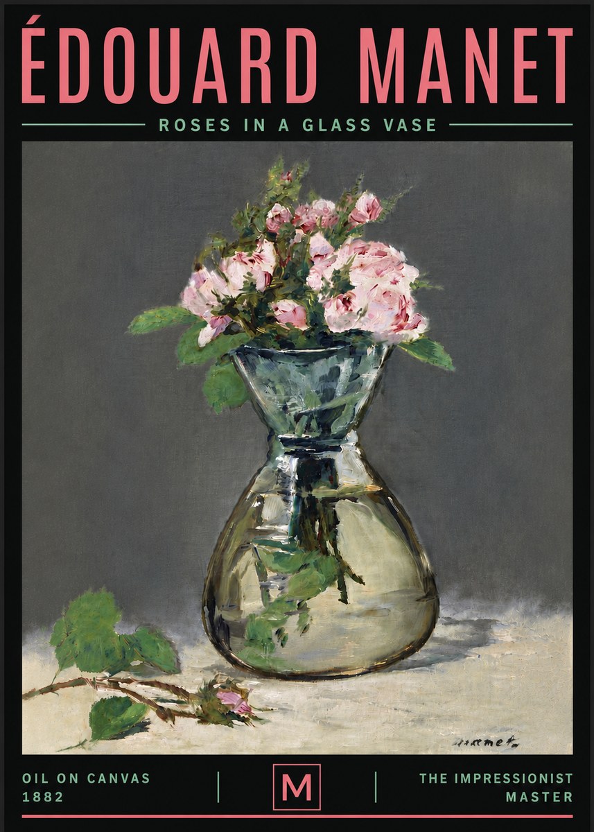 Édouard Manet Roses in a Glass Vase II No6 - Póster