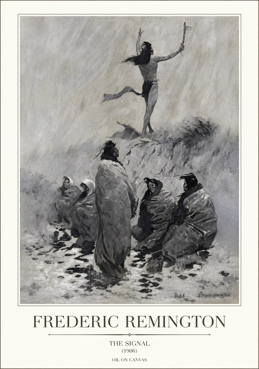 Frederic Remington The Signal No1 - Póster