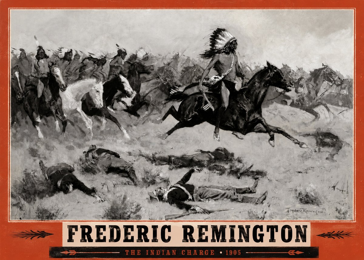 Frederic Remington The Indian Charge No2 - Póster