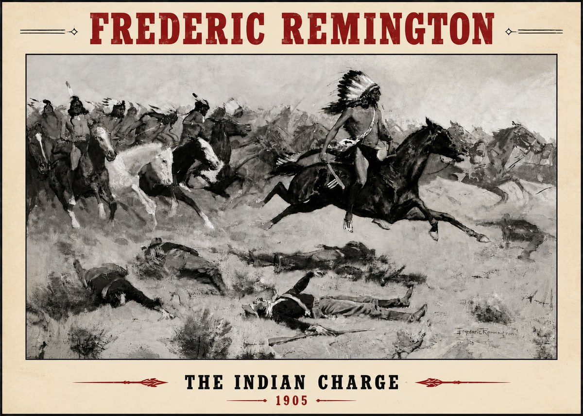 Frederic Remington The Indian Charge No4 - Póster