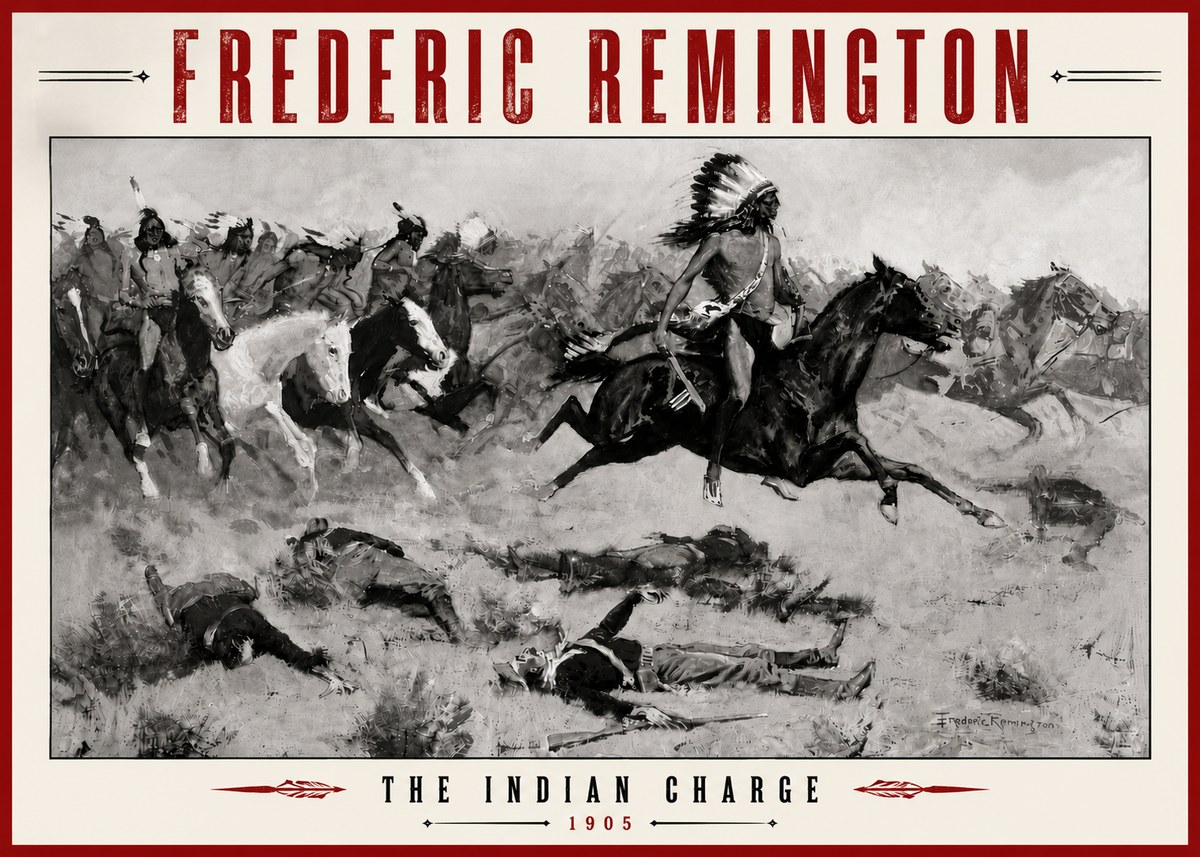 Frederic Remington The Indian Charge No6 - Póster