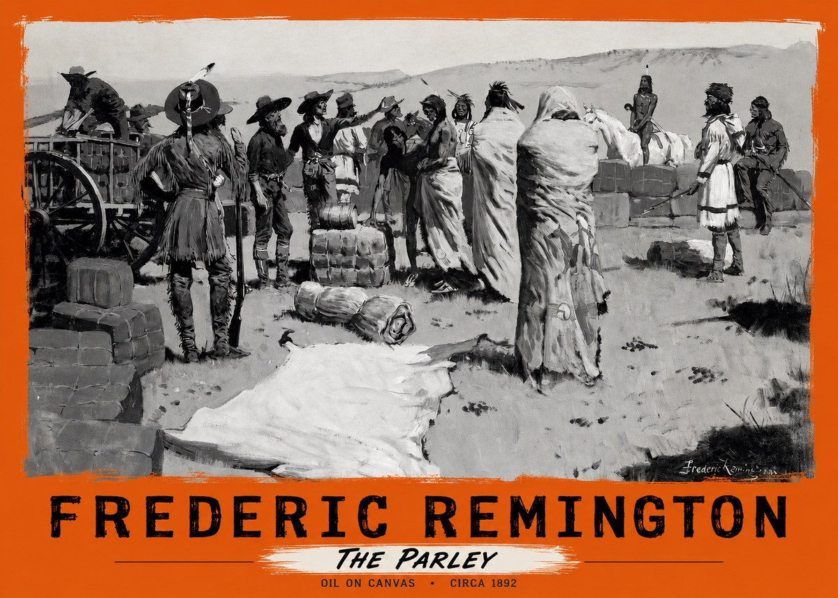 Frederic Remington The Parley No2 - Póster