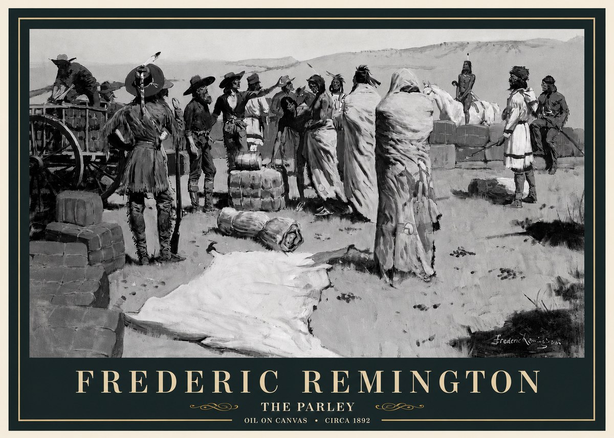 Frederic Remington The Parley No3 - Póster