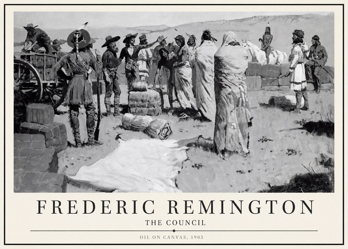 Frederic Remington The Parley No4 - Póster