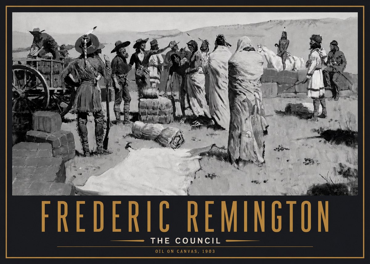 Frederic Remington The Parley No6 - Póster