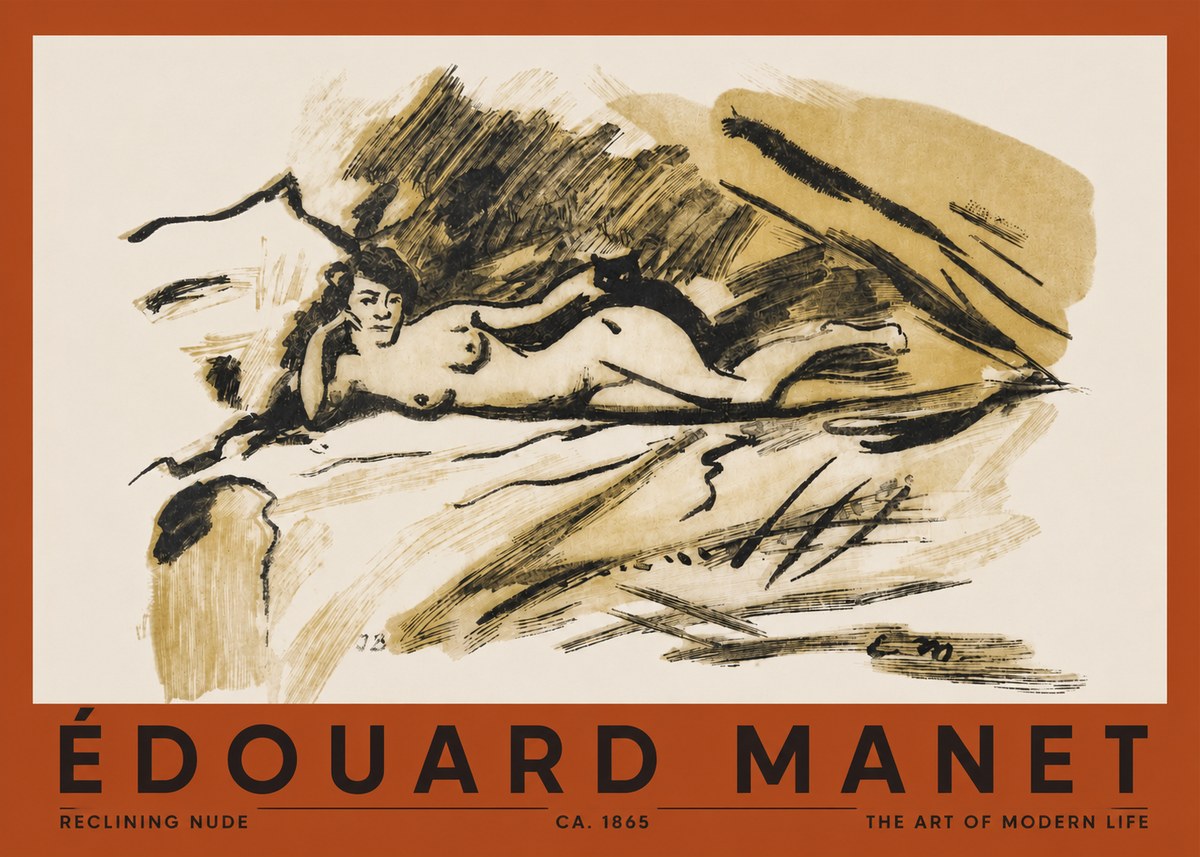 Édouard Manet Reclining Nude No2 - Póster