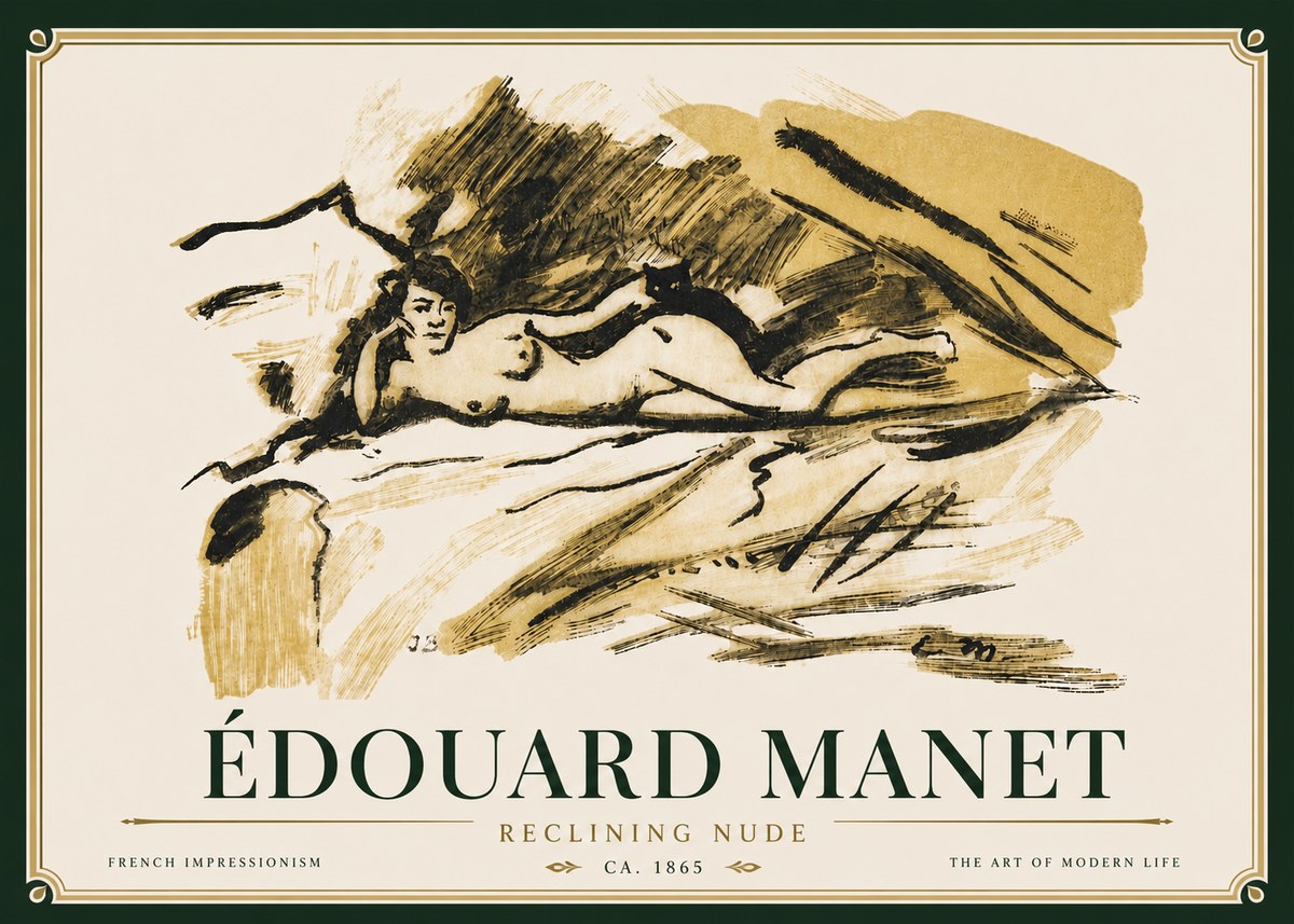 Édouard Manet Reclining Nude No5 - Póster