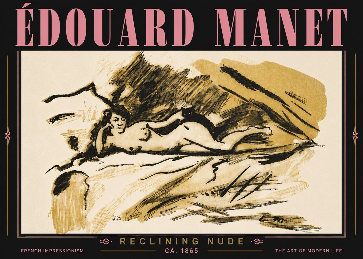 Édouard Manet Reclining Nude No6 - Póster