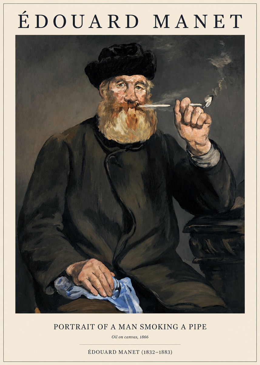 Édouard Manet Portrait of a Man Smoking a Pipe No1 - Póster