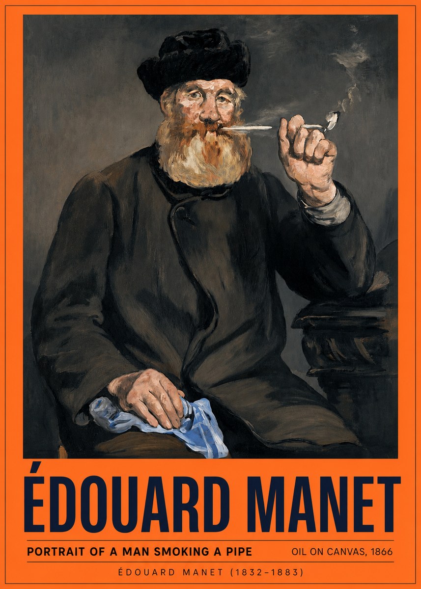 Édouard Manet Portrait of a Man Smoking a Pipe No2 - Póster