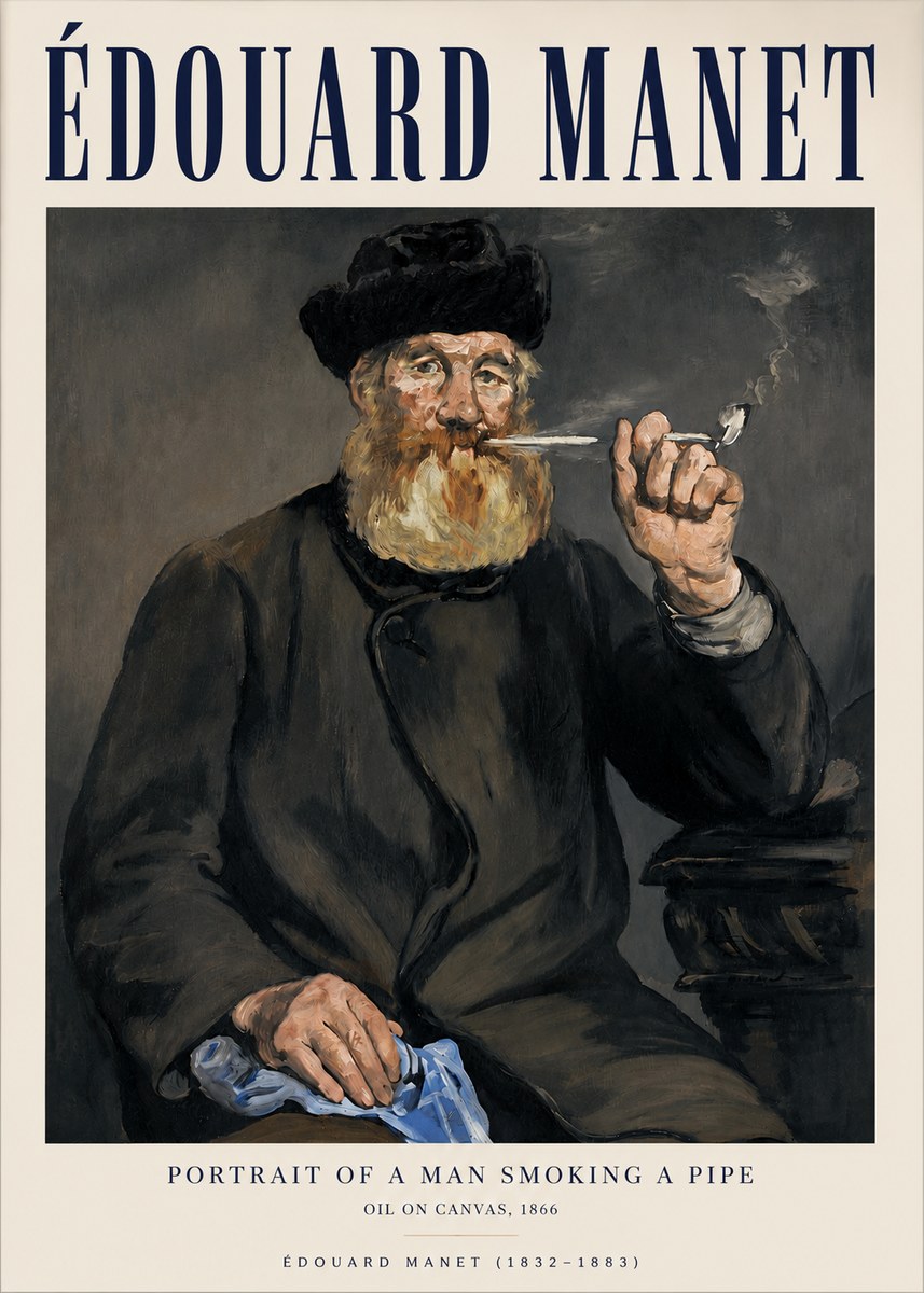 Édouard Manet Portrait of a Man Smoking a Pipe No3 - Póster
