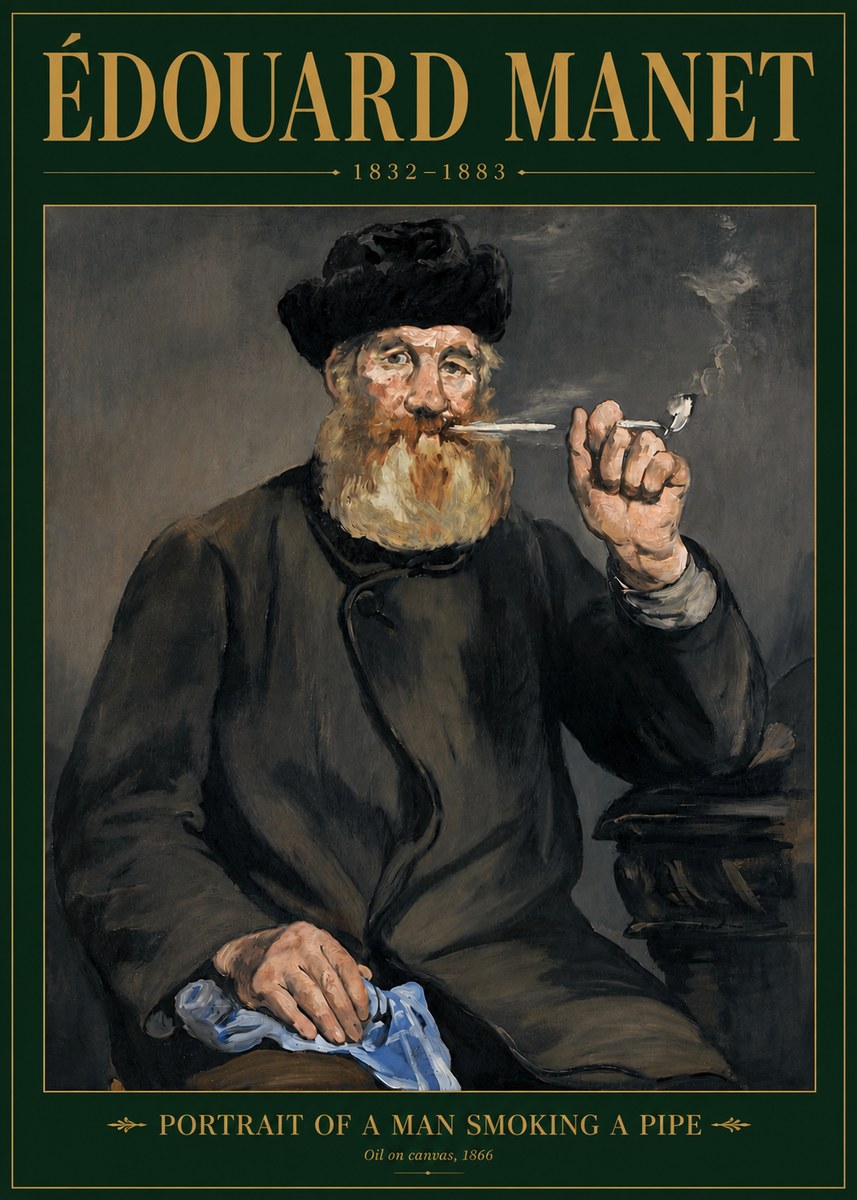 Édouard Manet Portrait of a Man Smoking a Pipe No6 - Póster