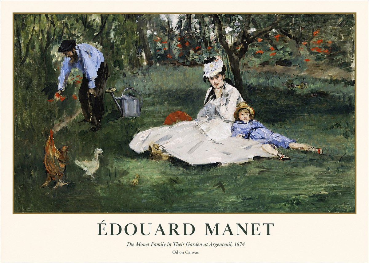 Édouard Manet The Monet Family in Their Garden at Argenteuil, 1874 No1 - Póster