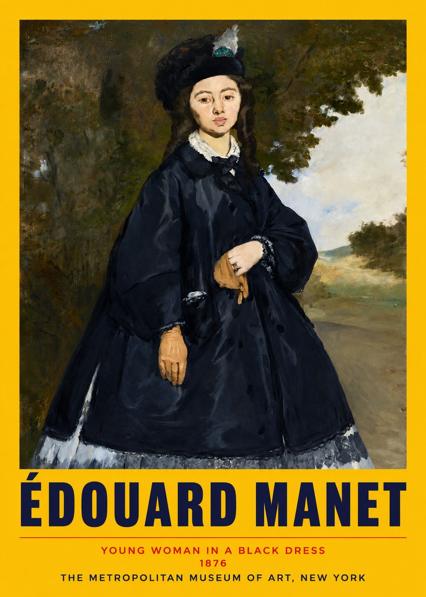 Édouard Manet Young Woman in a Black Dress No2 - Póster