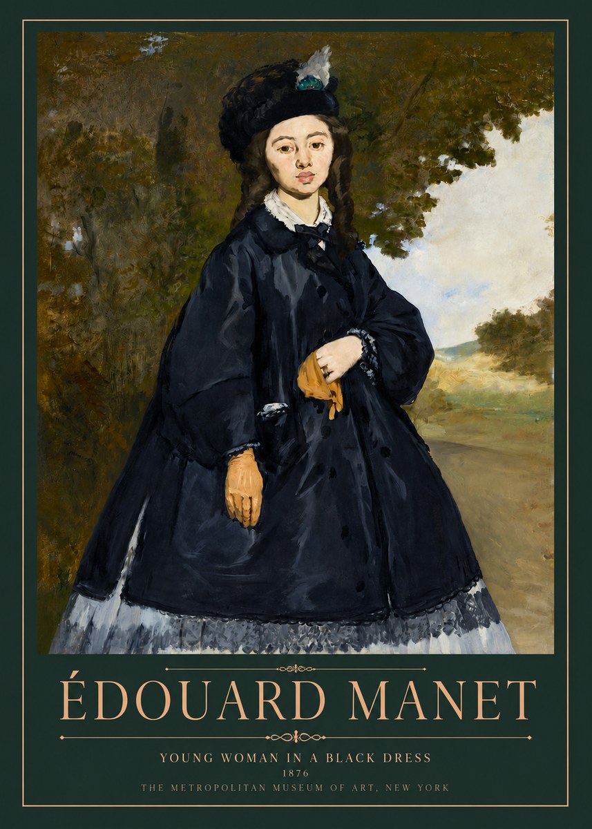 Édouard Manet Young Woman in a Black Dress No3 - Póster