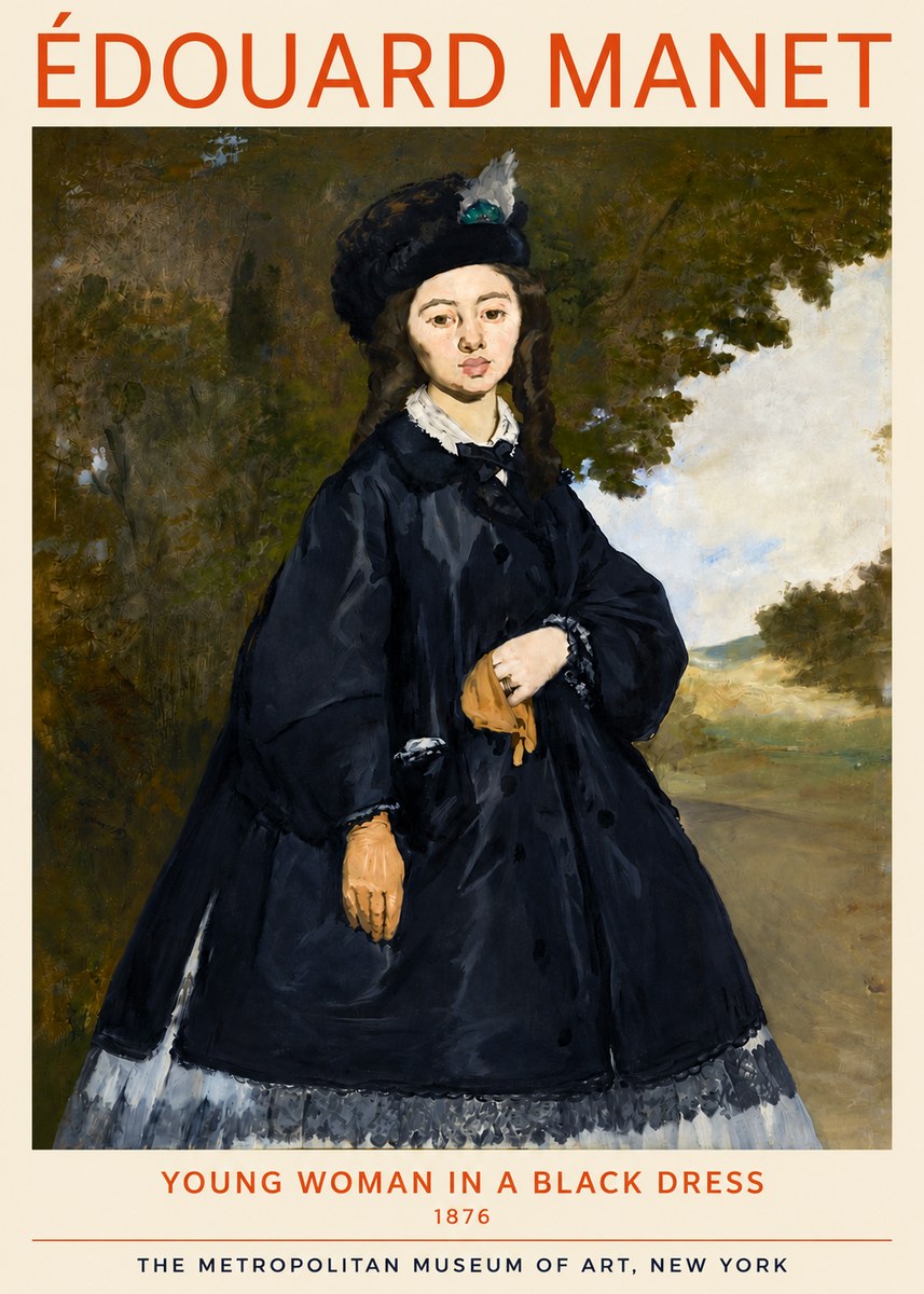 Édouard Manet Young Woman in a Black Dress No4 - Póster