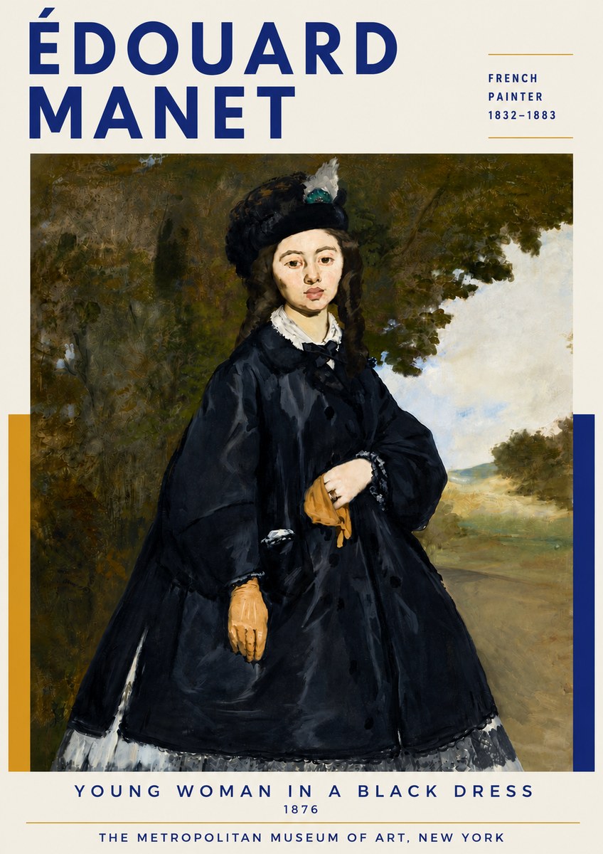 Édouard Manet Young Woman in a Black Dress No6 - Póster