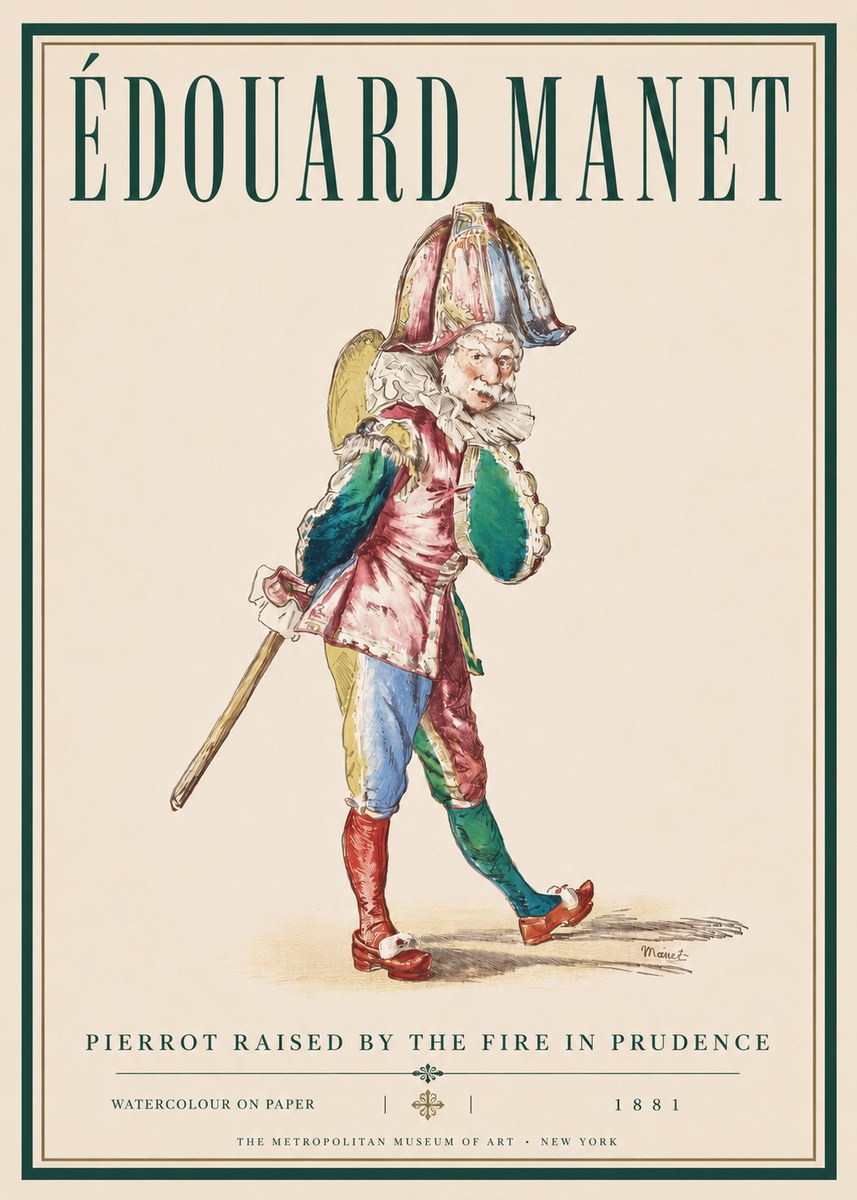 Édouard Manet Pierrot Raised by the Fire in Prudence No3 - Póster