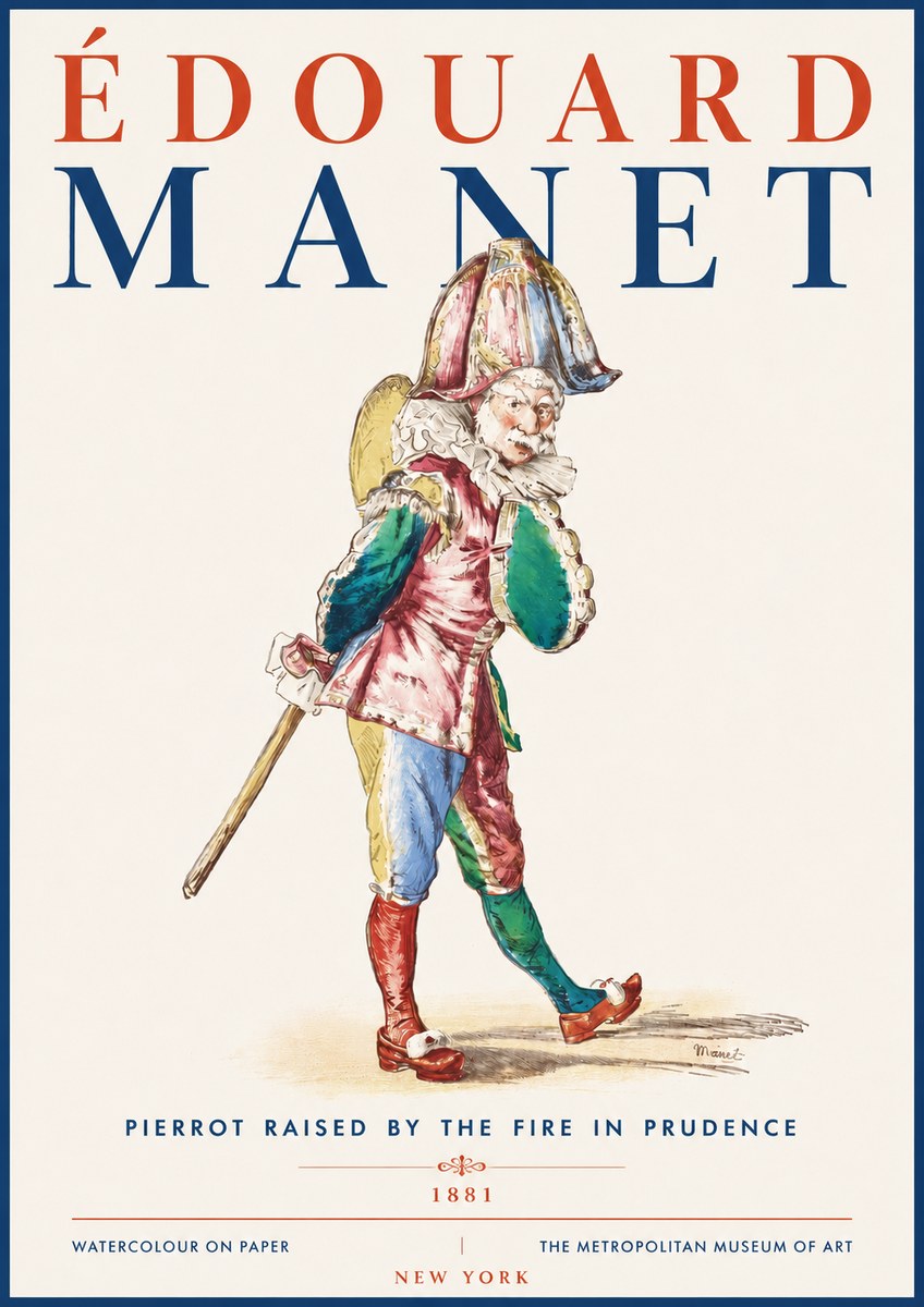 Édouard Manet Pierrot Raised by the Fire in Prudence No5 - Póster