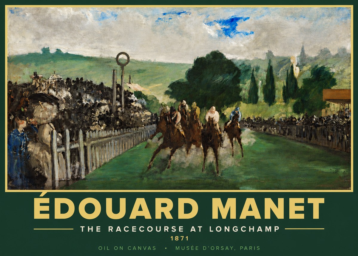 Édouard Manet The Racecourse at Longchamp No5 - Póster