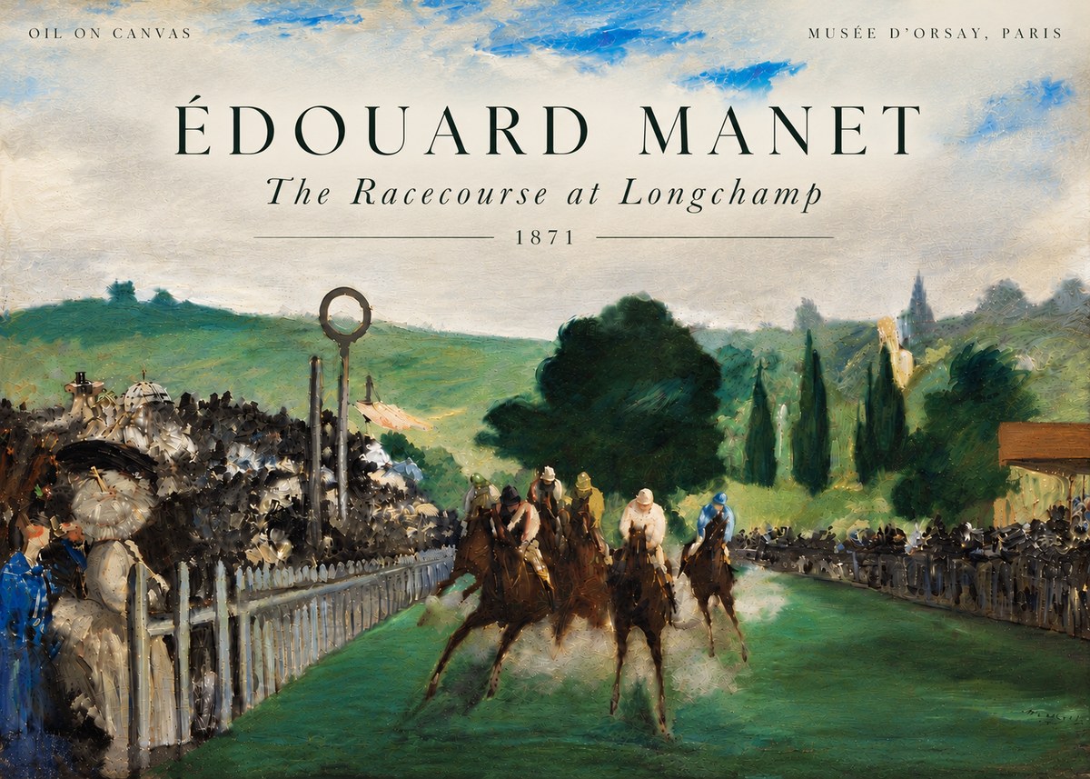 Édouard Manet The Racecourse at Longchamp No6 - Póster