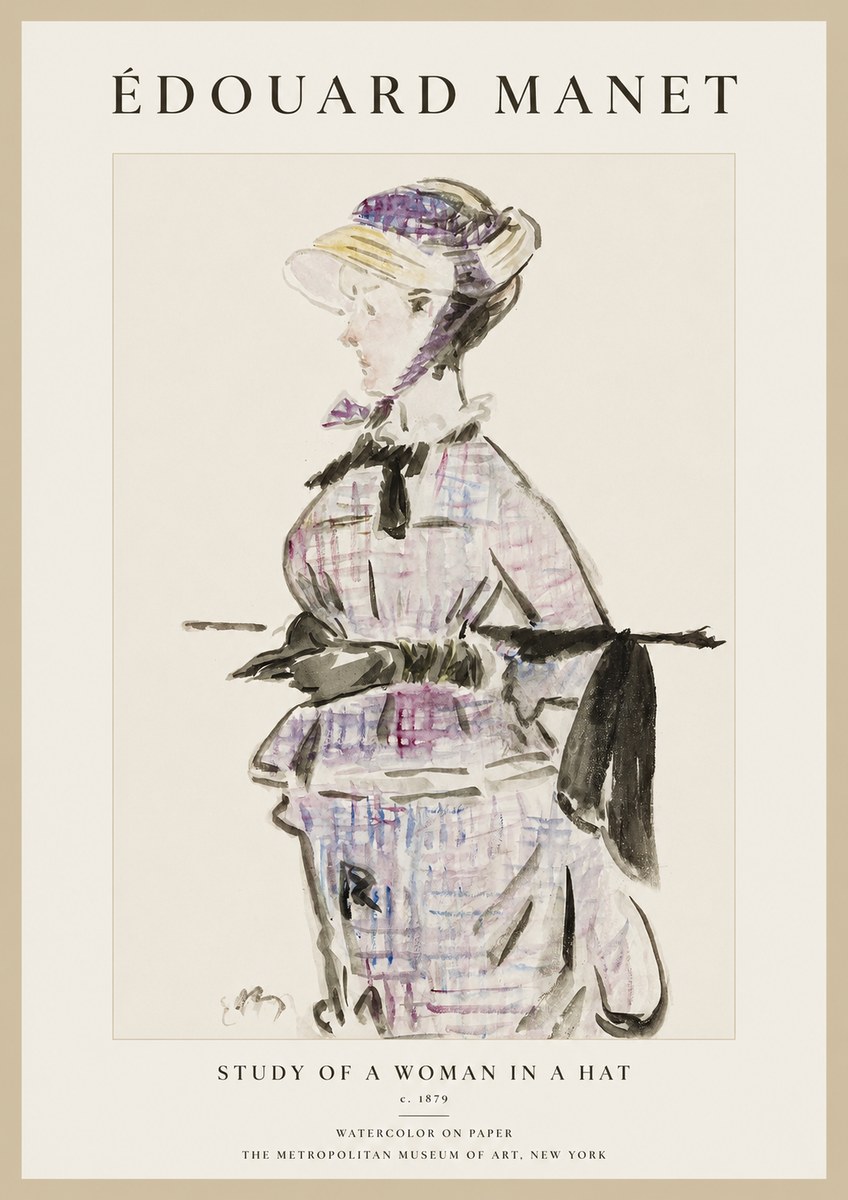 Édouard Manet Study of a Woman in a Hat No1 - Póster