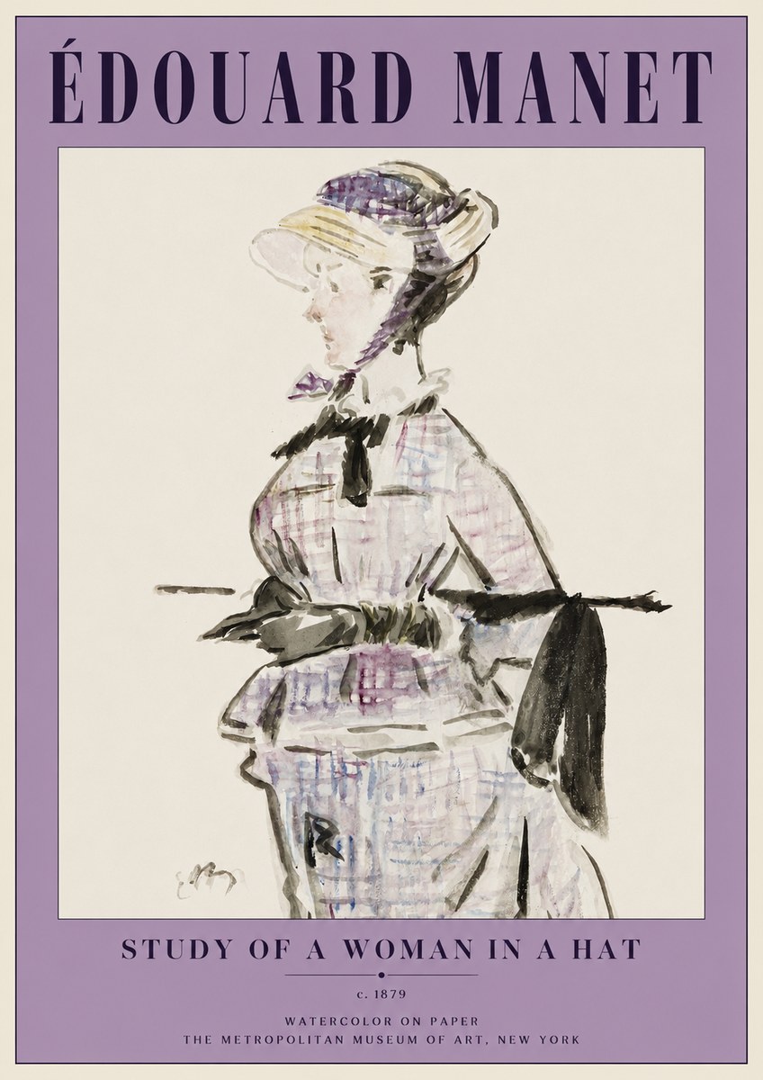 Édouard Manet Study of a Woman in a Hat No2 - Póster