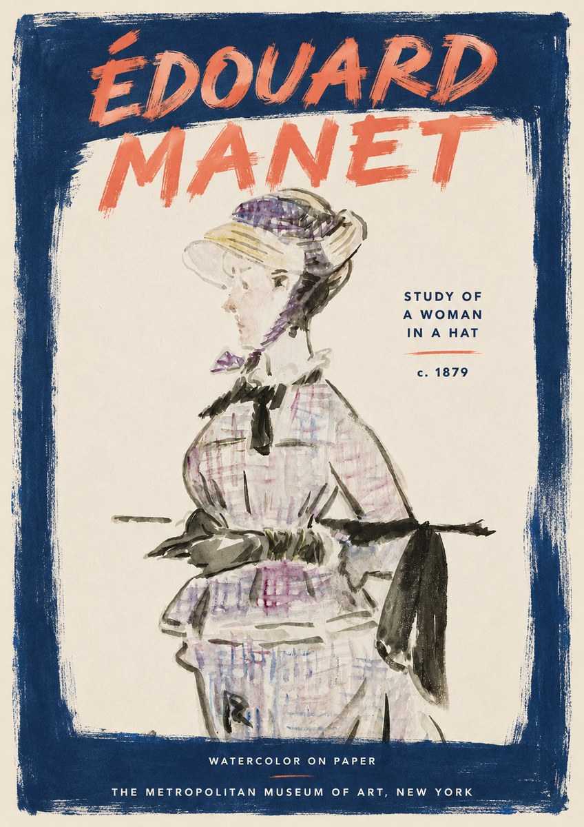 Édouard Manet Study of a Woman in a Hat No3 - Póster