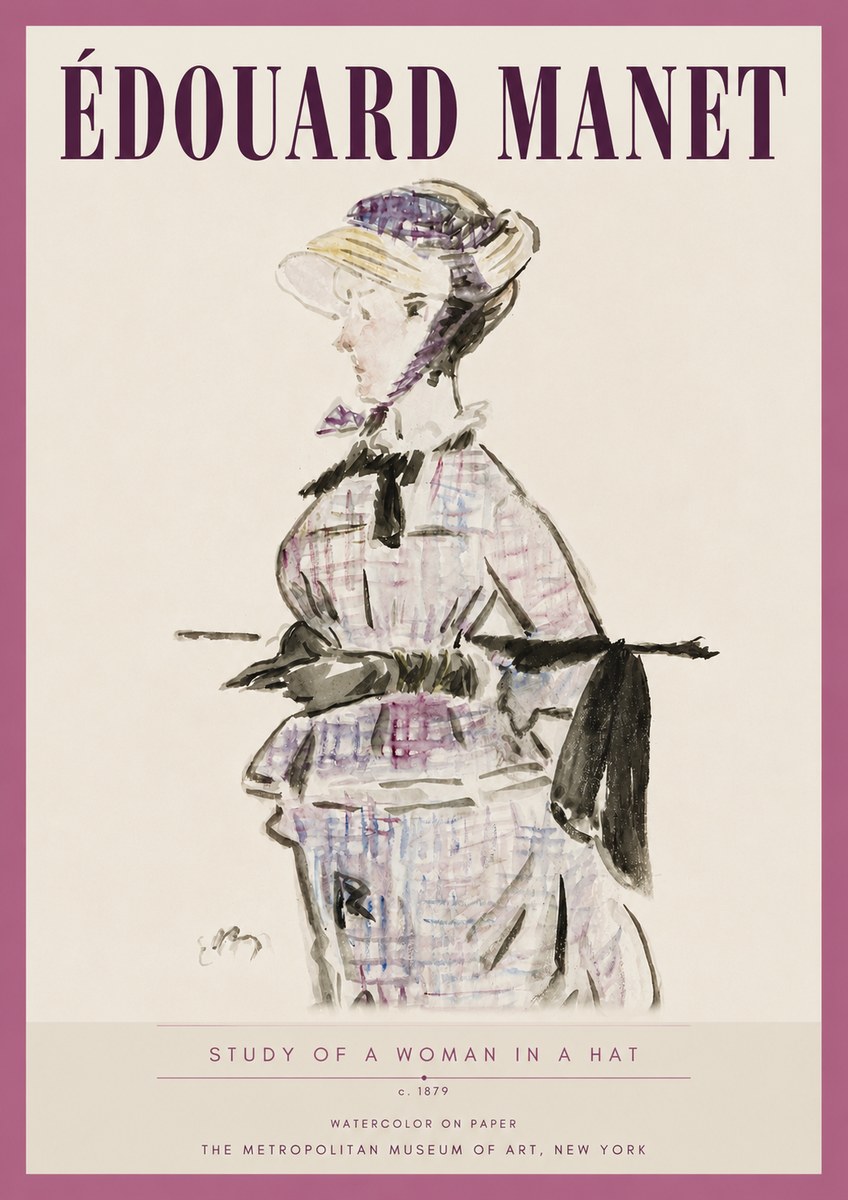 Édouard Manet Study of a Woman in a Hat No4 - Póster