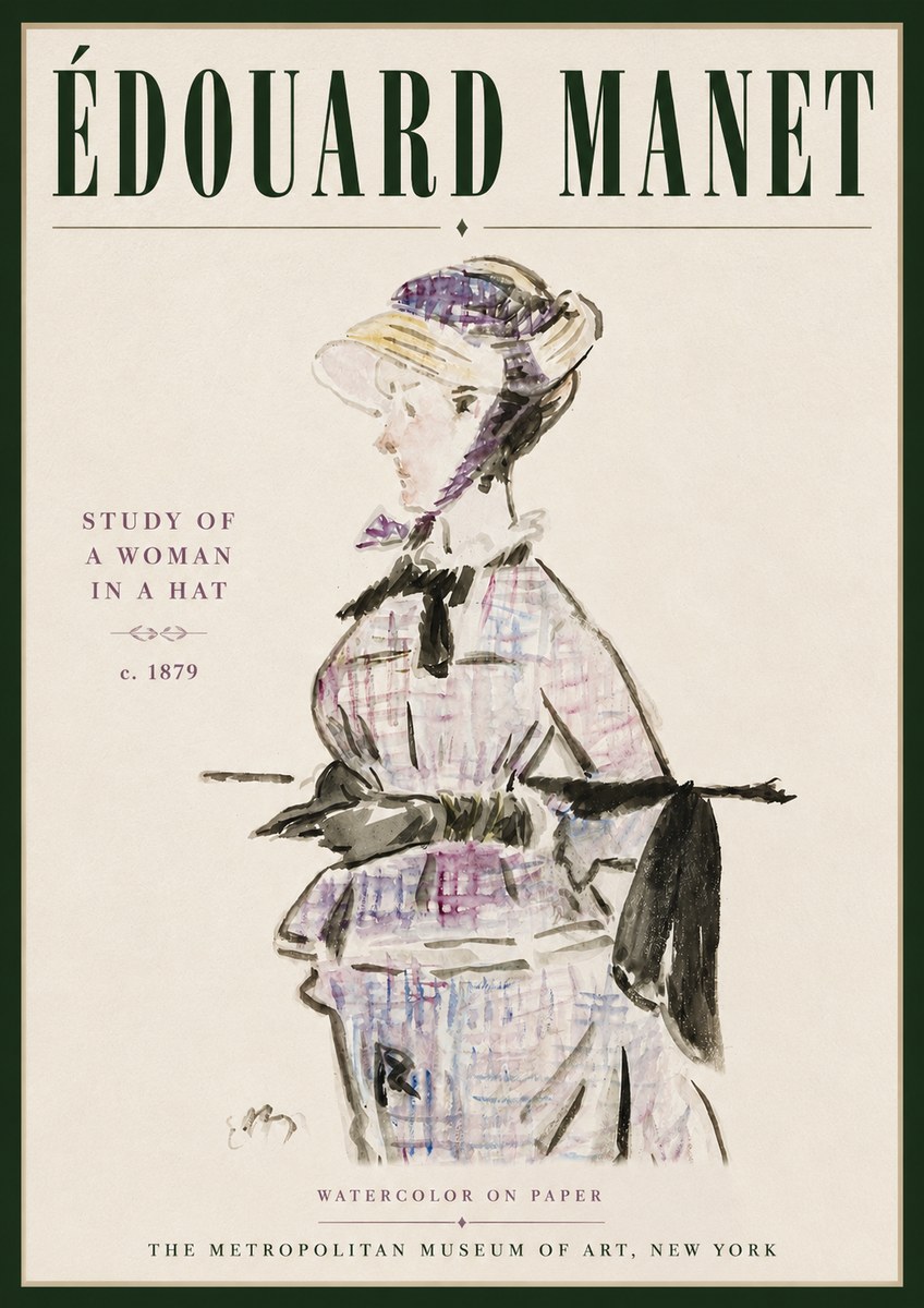 Édouard Manet Study of a Woman in a Hat No5 - Póster