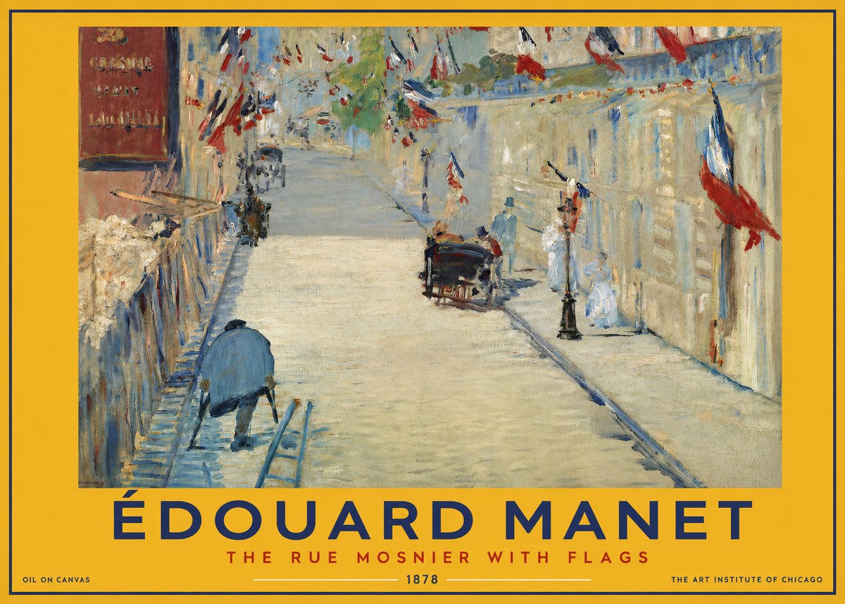 Édouard Manet The Rue Mosnier with Flags No2 - Póster