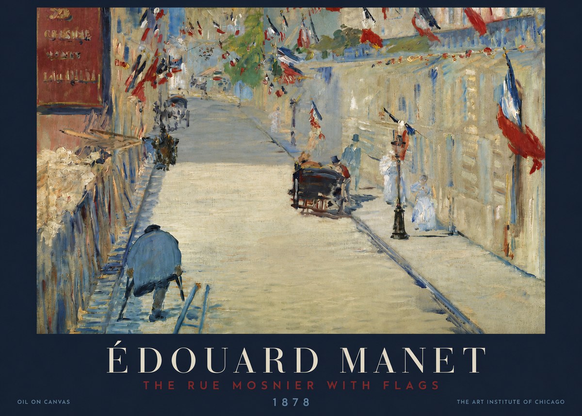 Édouard Manet The Rue Mosnier with Flags No3 - Póster