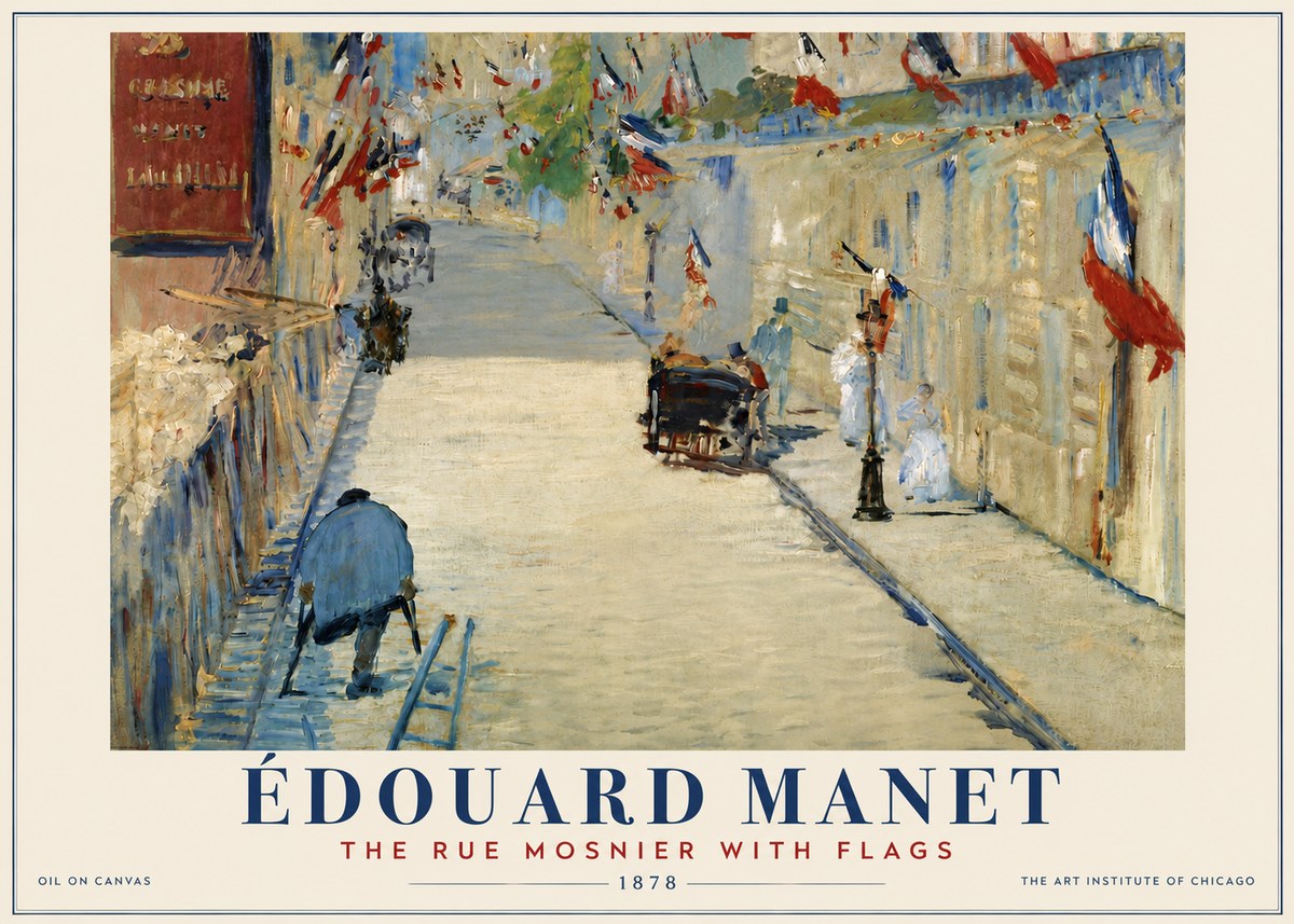Édouard Manet The Rue Mosnier with Flags No4 - Póster