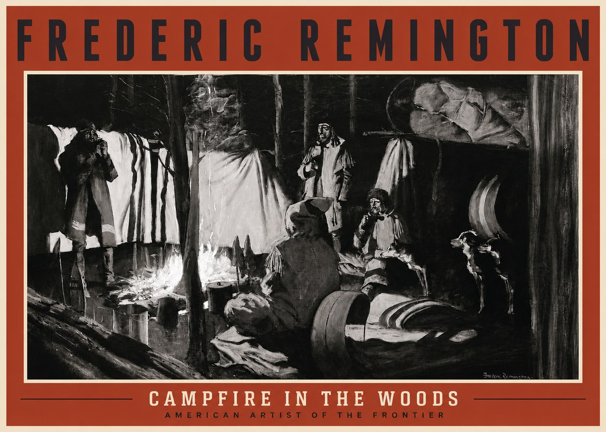 Frederic Remington A Trapper's Camp No2 - Póster