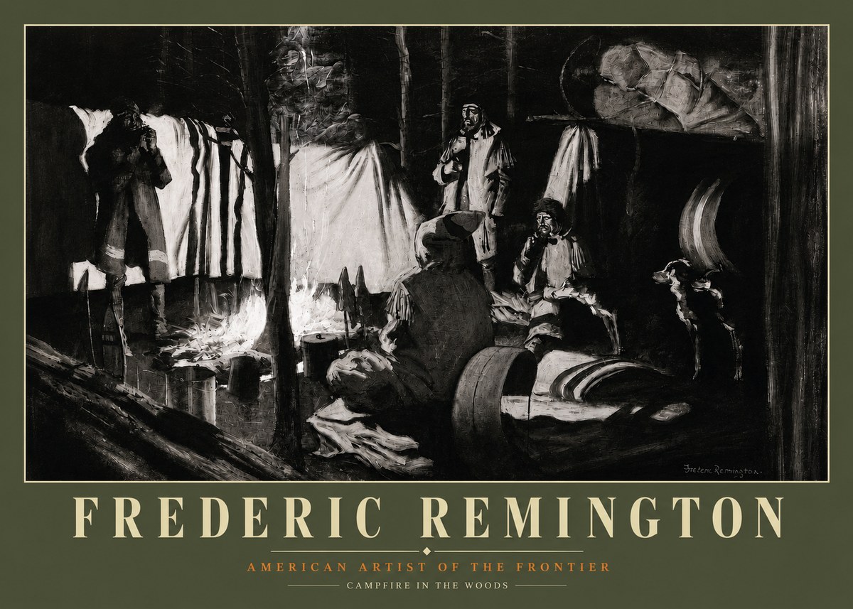 Frederic Remington A Trapper's Camp No3 - Póster