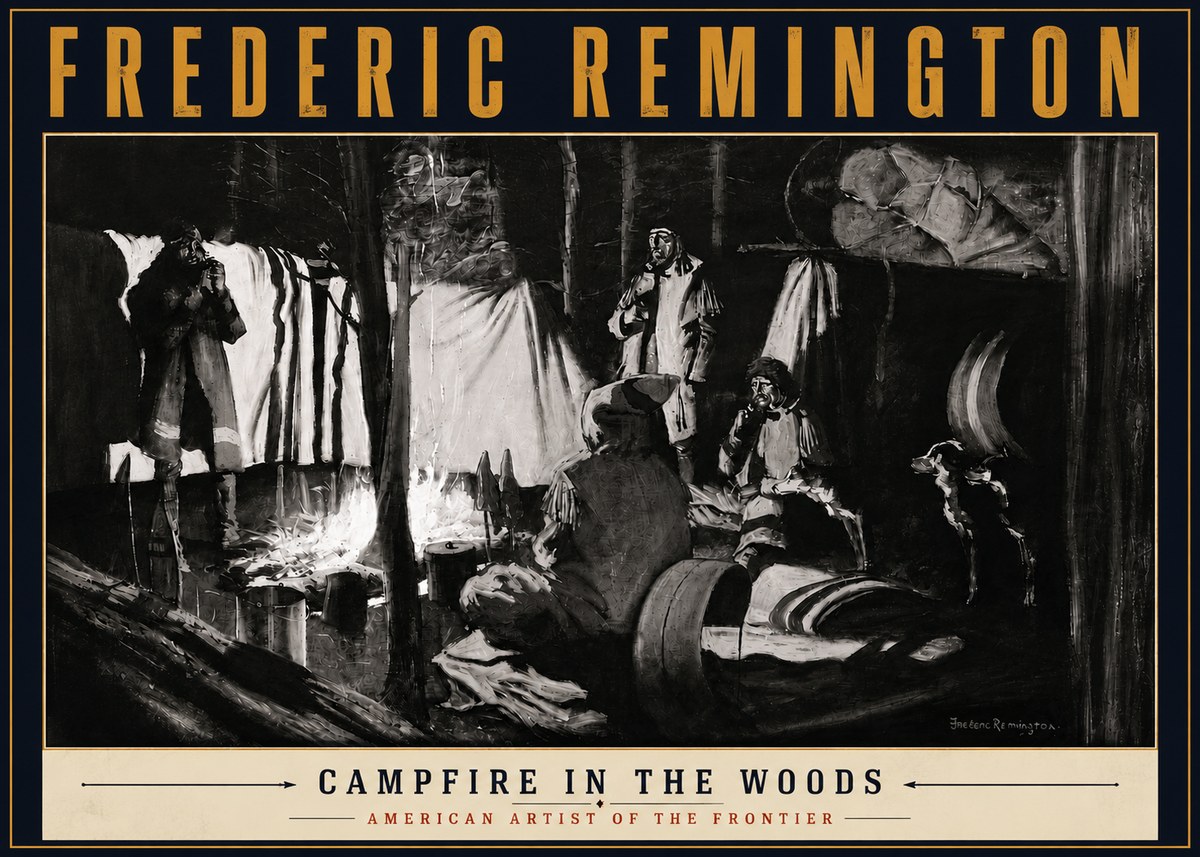 Frederic Remington A Trapper's Camp No5 - Póster