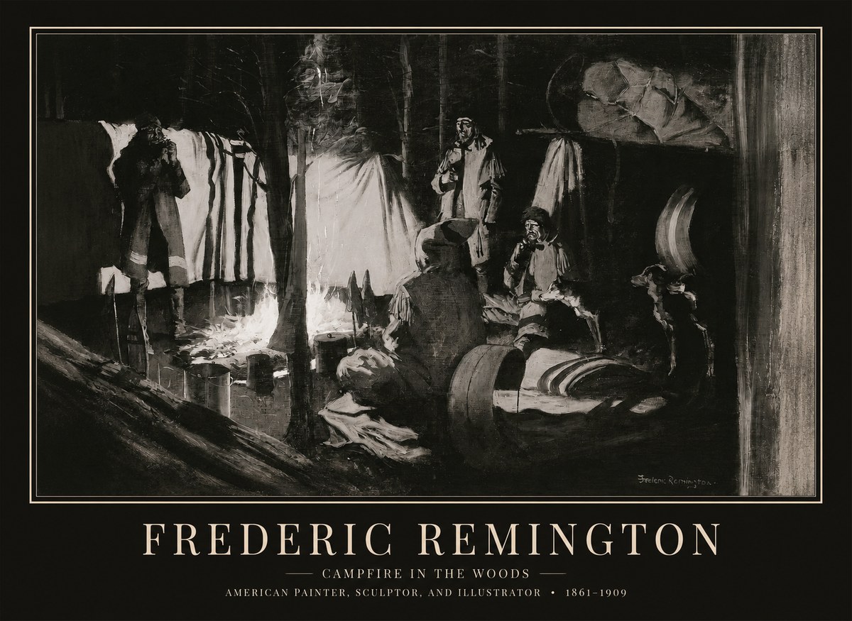 Frederic Remington A Trapper's Camp No6 - Póster