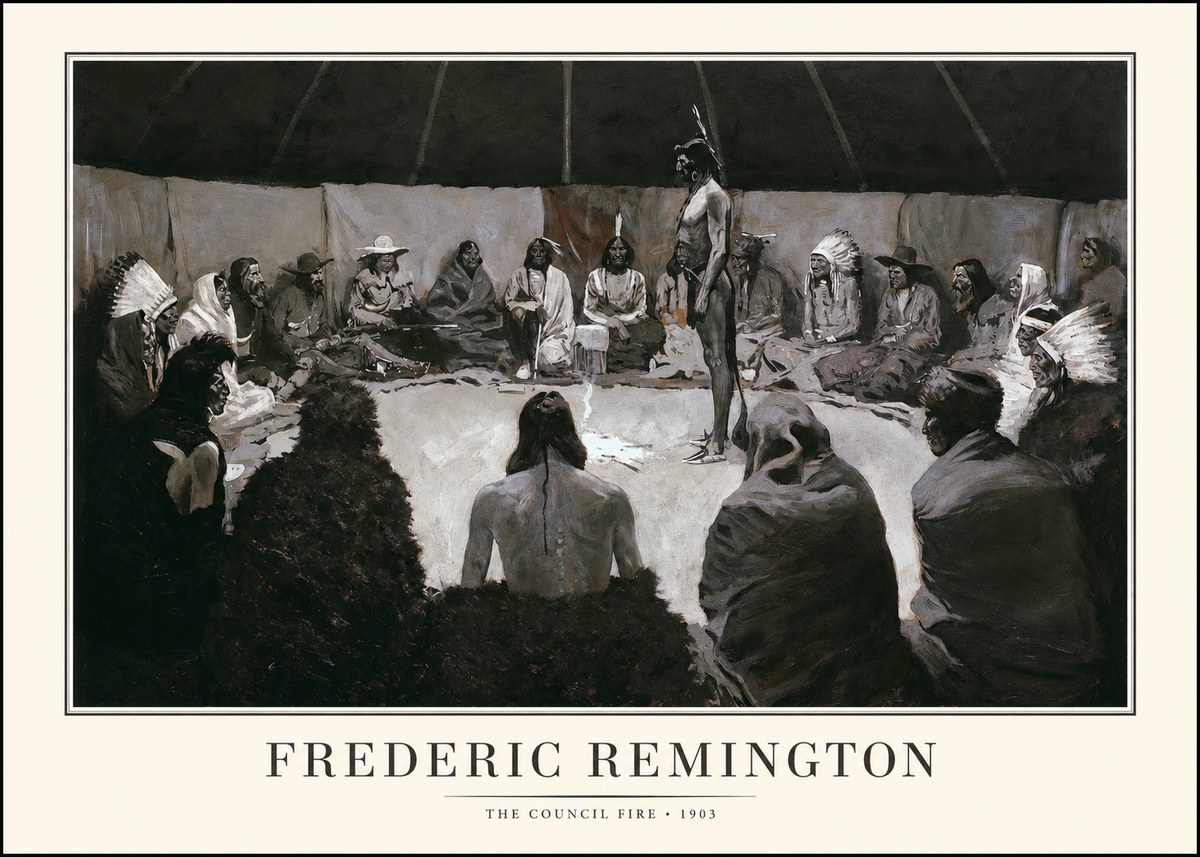 Frederic Remington The Council Fire II No1 - Póster