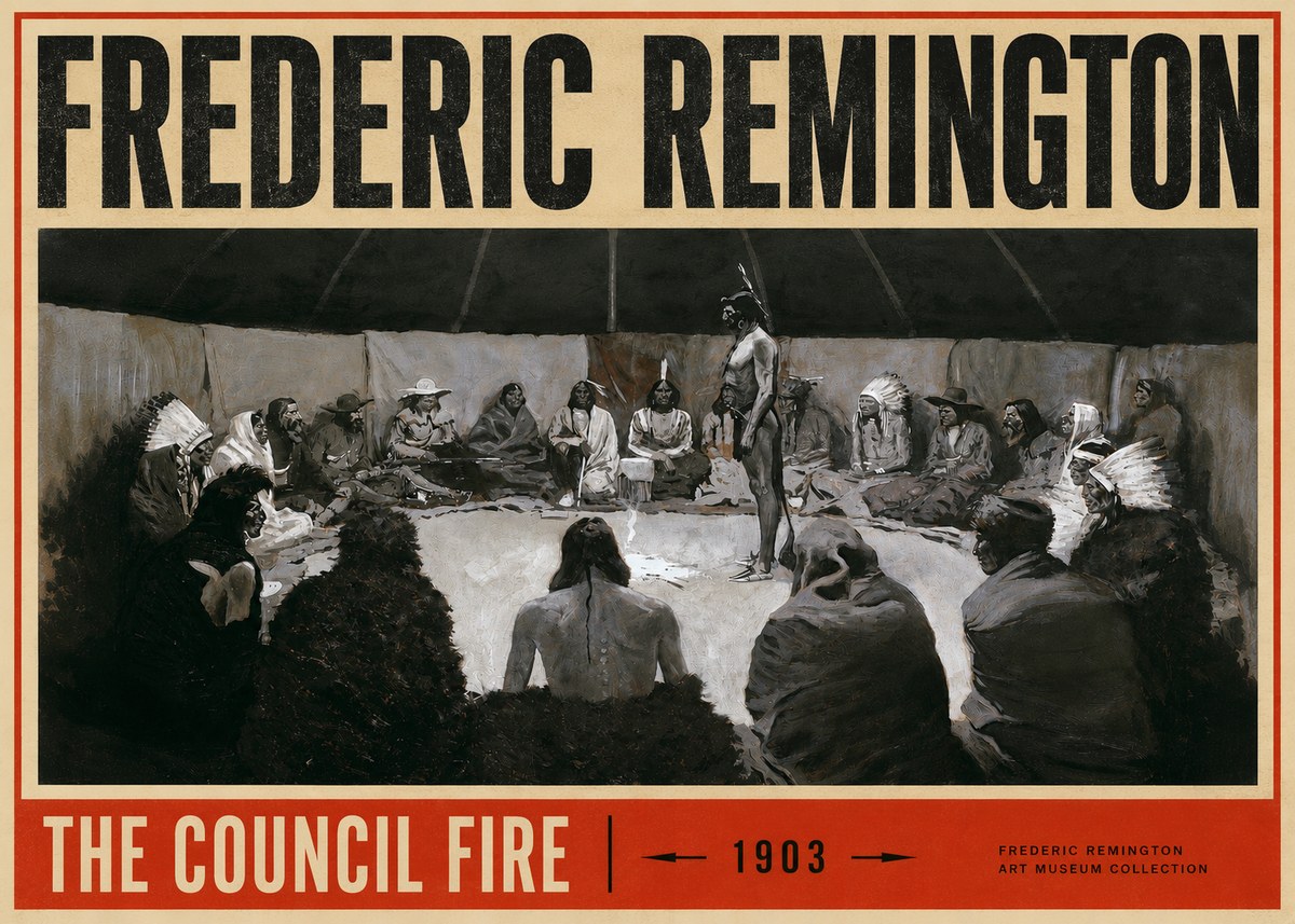 Frederic Remington The Council Fire II No4 - Póster
