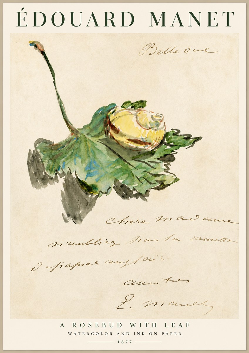 Édouard Manet A Rosebud with Leaf No1 - Póster