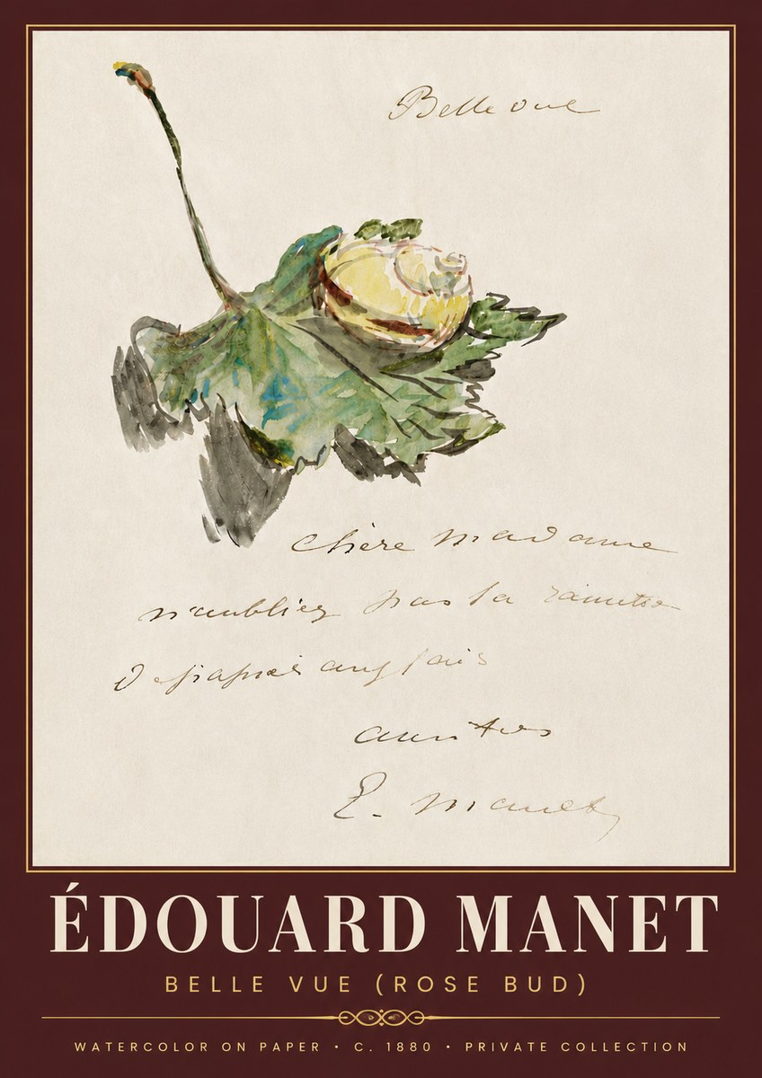 Édouard Manet A Rosebud with Leaf No6 - Póster