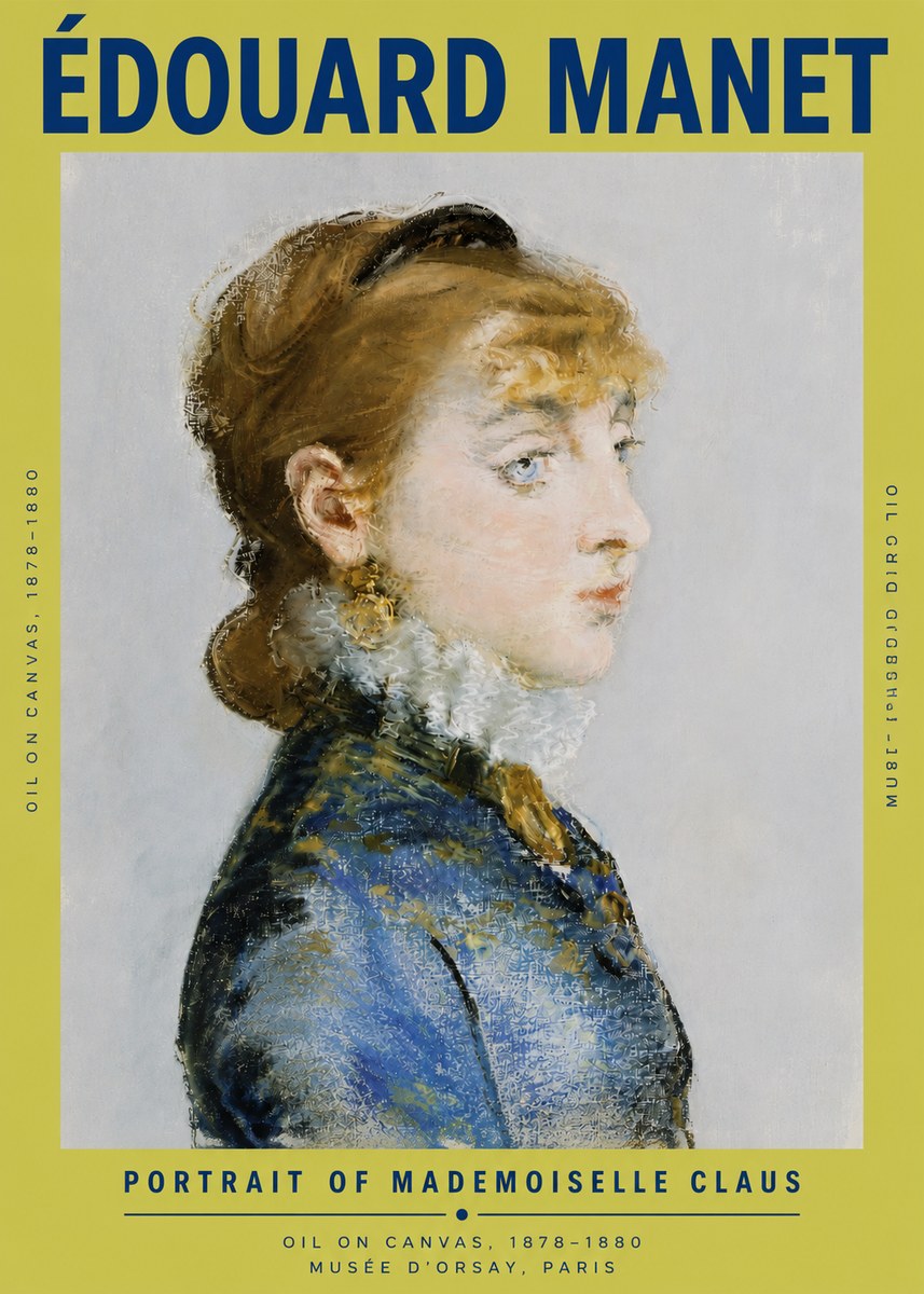 Édouard Manet Portrait of Mademoiselle Claus No4 - Póster